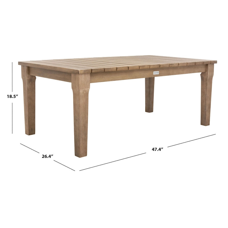 SAFAVIEH Couture Kathern, table basse de patio en bois. - 47.4 x 26.4 x 18.5 - 47L x 26P x 19H