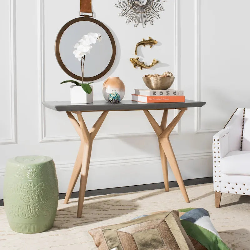 SAFAVIEH Jablenka Dark Grey Modern Concrete Indoor/ Outdoor Console - 47.2 x 15.8 x 29.9 - 47Wx16Dx30H