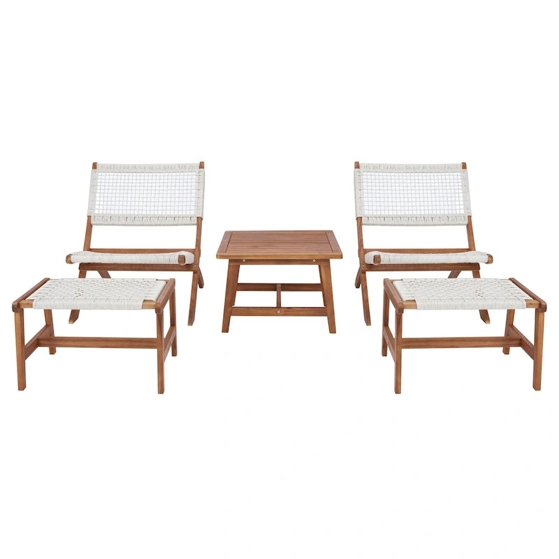 SAFAVIEH Lissy Ensemble Table et Chaises d'Extérieur Acacia/Corde - 24W x 28D x 31H