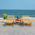 SAFAVIEH Lissy Acacia/ Rope Outdoor Chair & Table Set - 24W x 28D x 31H