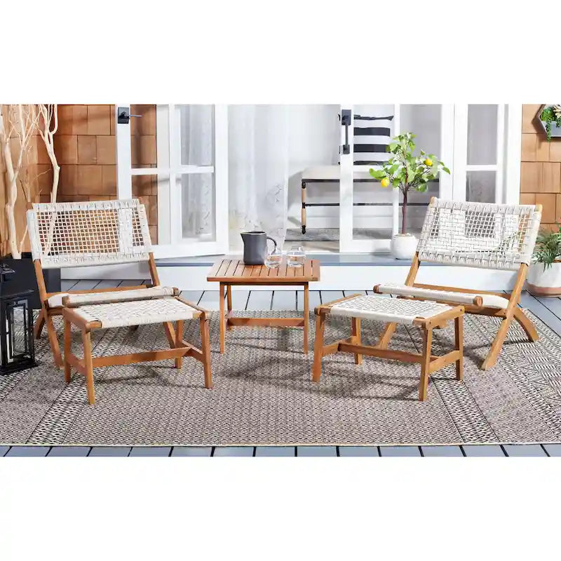 SAFAVIEH Lissy Ensemble Table et Chaises d'Extérieur Acacia/Corde - 24W x 28D x 31H