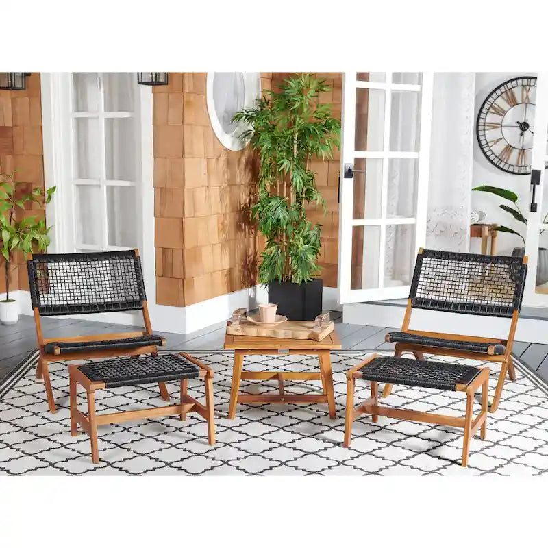 SAFAVIEH Lissy Ensemble Table et Chaises d'Extérieur Acacia/Corde - 24W x 28D x 31H