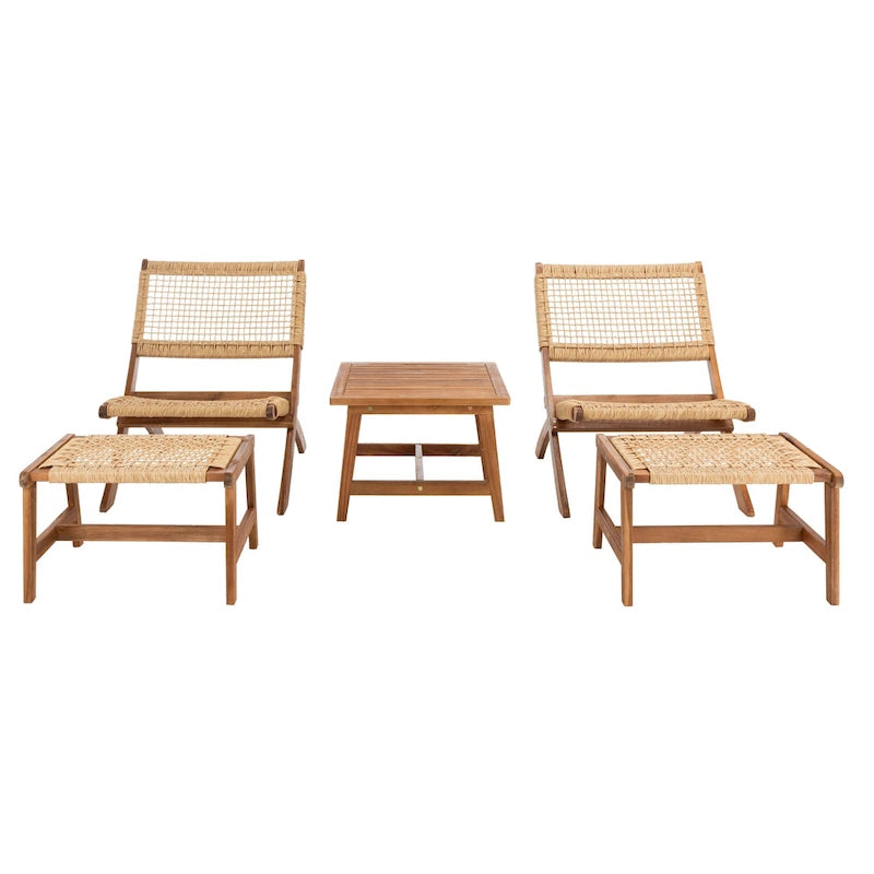 SAFAVIEH Lissy Ensemble Table et Chaises d'Extérieur Acacia/Corde - 24W x 28D x 31H