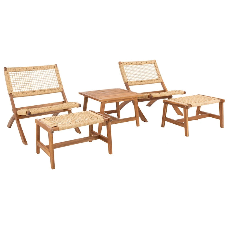 SAFAVIEH Lissy Ensemble Table et Chaises d'Extérieur Acacia/Corde - 24W x 28D x 31H