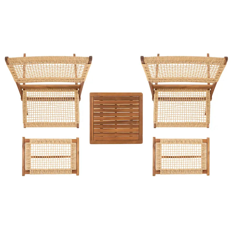 SAFAVIEH Lissy Ensemble Table et Chaises d'Extérieur Acacia/Corde - 24W x 28D x 31H