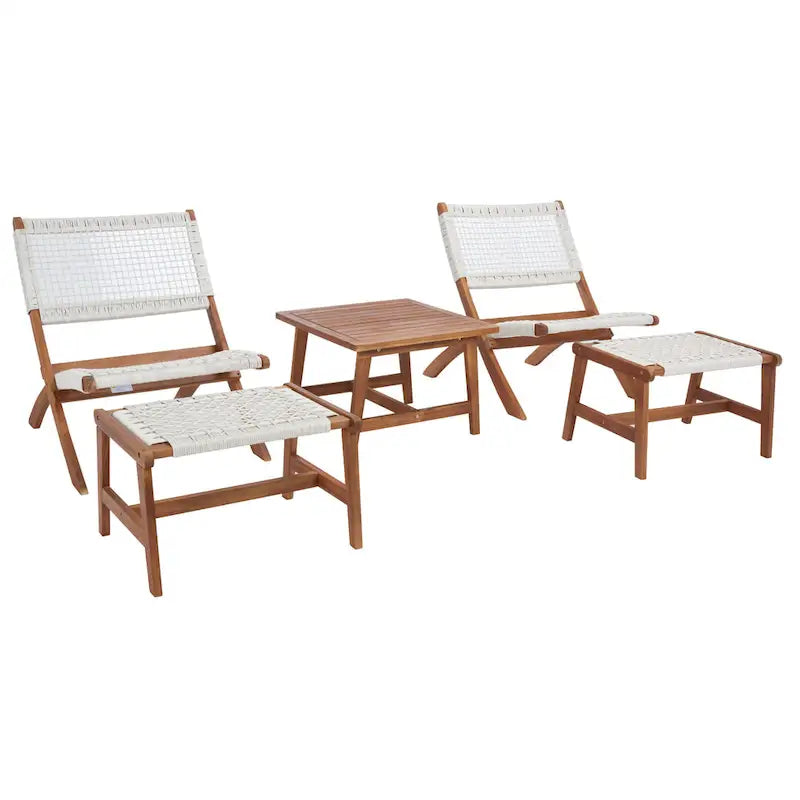 SAFAVIEH Lissy Ensemble Table et Chaises d'Extérieur Acacia/Corde - 24W x 28D x 31H