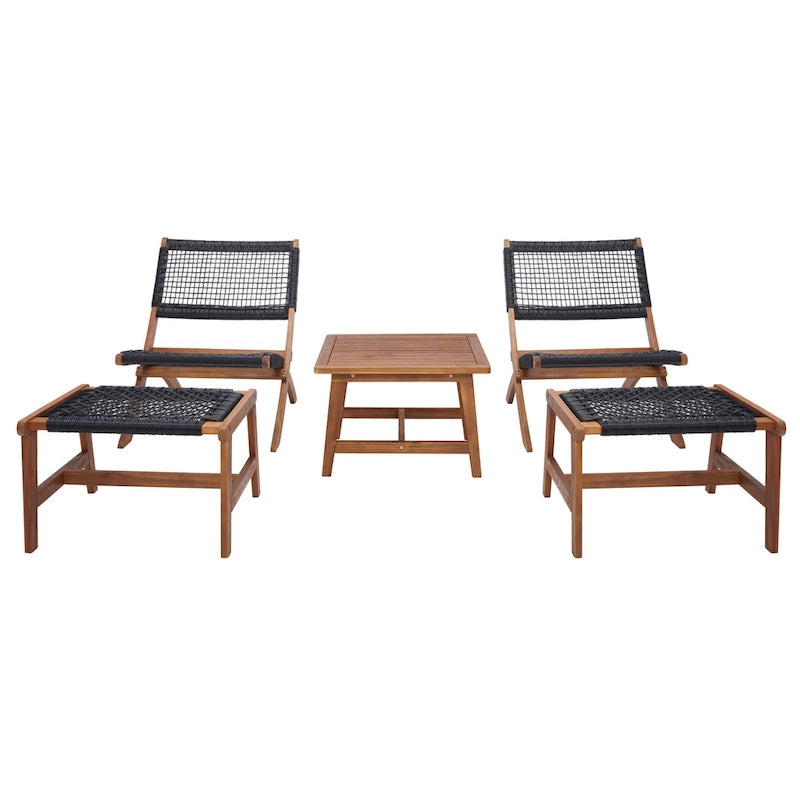 SAFAVIEH Lissy Ensemble Table et Chaises d'Extérieur Acacia/Corde - 24W x 28D x 31H
