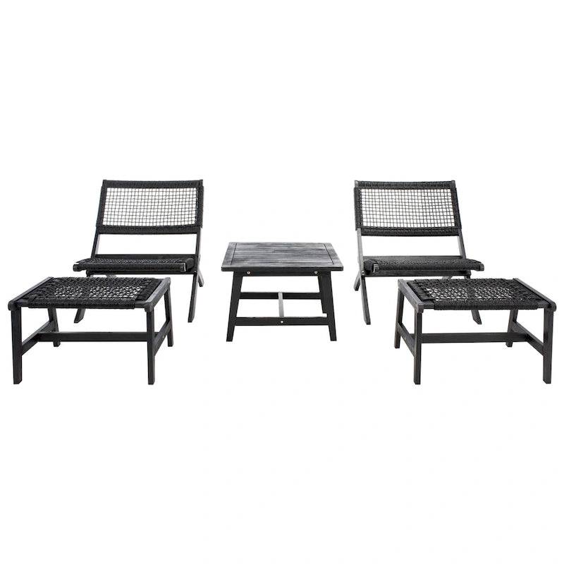SAFAVIEH Lissy Ensemble Table et Chaises d'Extérieur Acacia/Corde - 24W x 28D x 31H