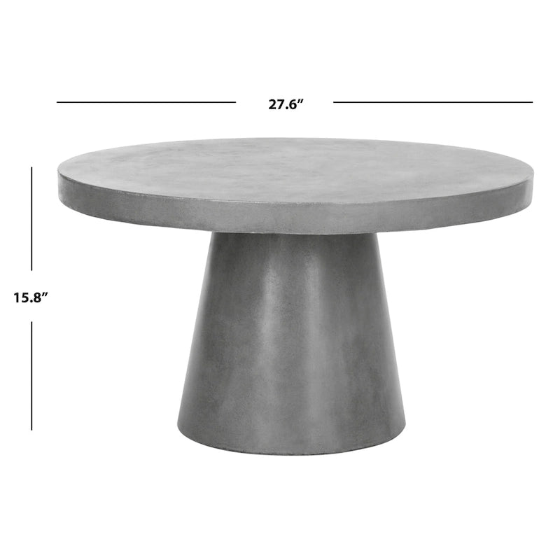 SAFAVIEH Kader Table basse ronde moderne en béton gris foncé pour l'intérieur/l'extérieur - 27,6 x 27,6 x 15,8 - 28Lx28Px16H