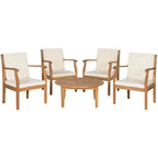 SAFAVIEH Outdoor Vergilia Ensemble de patio 5 pièces en bois d'acacia - 26L x 32P x 25H