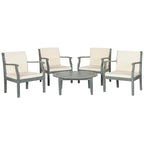 SAFAVIEH Outdoor Vergilia Ensemble de patio 5 pièces en bois d'acacia - 26L x 32P x 25H
