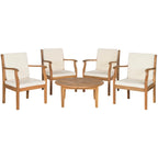 SAFAVIEH Outdoor Vergilia Ensemble de patio 5 pièces en bois d'acacia - 26L x 32P x 25H