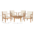 SAFAVIEH Outdoor Vergilia Ensemble de patio 5 pièces en bois d'acacia - 26L x 32P x 25H
