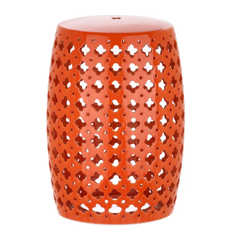 Tabouret de jardin décoratif en céramique blanche Idell de SAFAVIEH