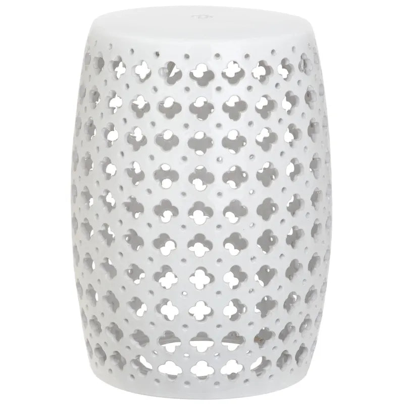 Tabouret de jardin décoratif en céramique blanche Idell de SAFAVIEH