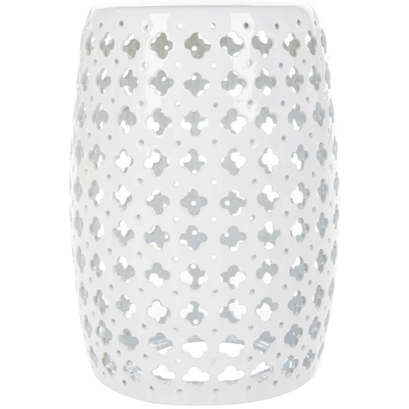 Tabouret de jardin décoratif en céramique blanche Idell de SAFAVIEH