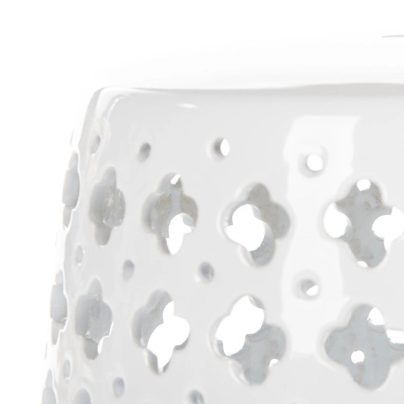 Tabouret de jardin décoratif en céramique blanche Idell de SAFAVIEH