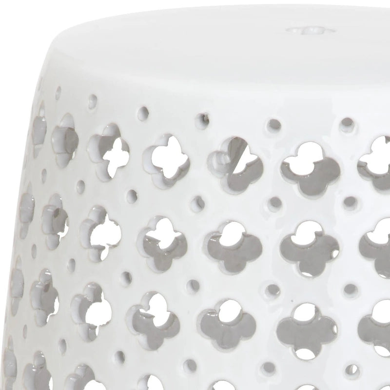 Tabouret de jardin décoratif en céramique blanche Idell de SAFAVIEH