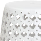 Tabouret de jardin décoratif en céramique blanche Idell de SAFAVIEH