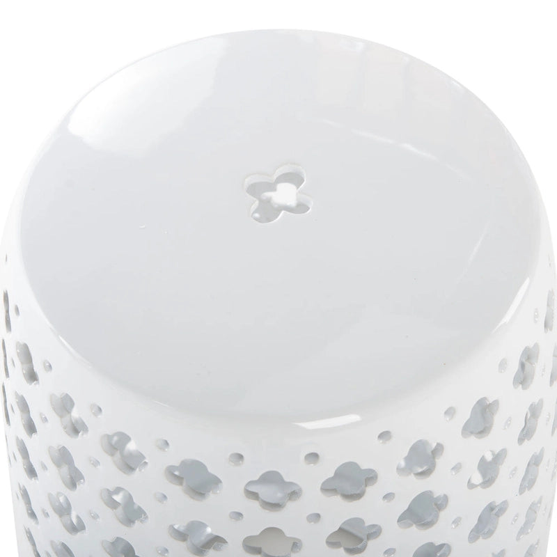Tabouret de jardin décoratif en céramique blanche Idell de SAFAVIEH