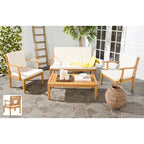 SAFAVIEH Maryam Salon de jardin 4 pièces en bois d'acacia - 48 L x 32 P x 25 H