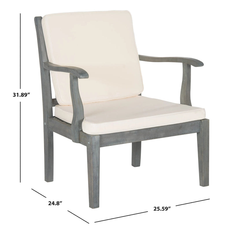 SAFAVIEH Maryam Salon de jardin 4 pièces en bois d'acacia - 48 L x 32 P x 25 H