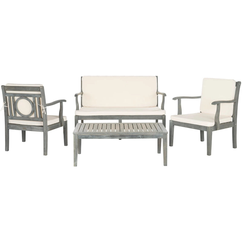 SAFAVIEH Maryam Salon de jardin 4 pièces en bois d'acacia - 48 L x 32 P x 25 H