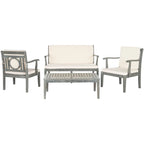 SAFAVIEH Maryam Salon de jardin 4 pièces en bois d'acacia - 48 L x 32 P x 25 H