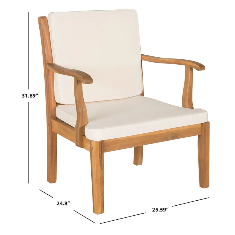 SAFAVIEH Maryam Salon de jardin 4 pièces en bois d'acacia - 48 L x 32 P x 25 H
