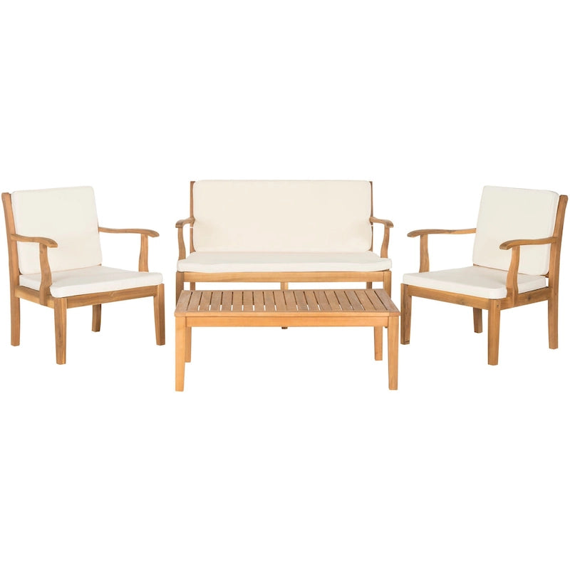 SAFAVIEH Maryam Salon de jardin 4 pièces en bois d'acacia - 48 L x 32 P x 25 H