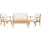 SAFAVIEH Maryam Salon de jardin 4 pièces en bois d'acacia - 48 L x 32 P x 25 H