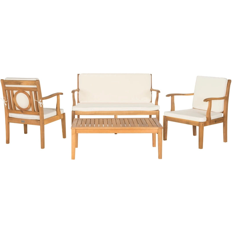 SAFAVIEH Maryam Salon de jardin 4 pièces en bois d'acacia - 48 L x 32 P x 25 H