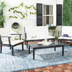 SAFAVIEH Bethli Mar Ensemble de patio 4 pièces en bois d'acacia - 48 larg. x 32 prof. x 25 haut.