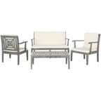 SAFAVIEH Bethli Mar Ensemble de patio 4 pièces en bois d'acacia - 48 larg. x 32 prof. x 25 haut.