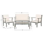 SAFAVIEH Bethli Mar Ensemble de patio 4 pièces en bois d'acacia - 48 larg. x 32 prof. x 25 haut.