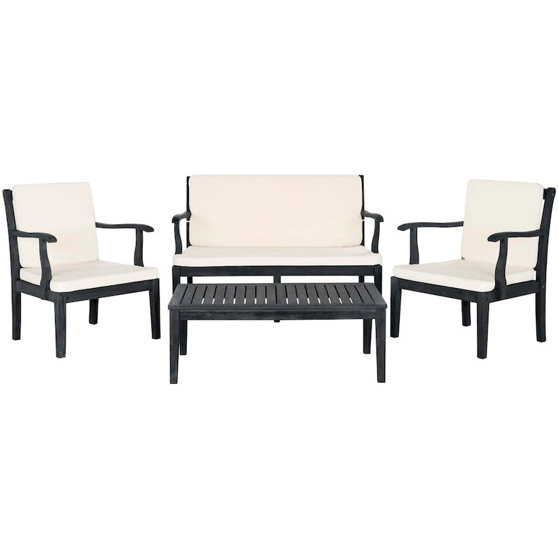 SAFAVIEH Bethli Mar Ensemble de patio 4 pièces en bois d'acacia - 48 larg. x 32 prof. x 25 haut.