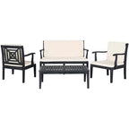 SAFAVIEH Bethli Mar Ensemble de patio 4 pièces en bois d'acacia - 48 larg. x 32 prof. x 25 haut.