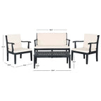 SAFAVIEH Bethli Mar Ensemble de patio 4 pièces en bois d'acacia - 48 larg. x 32 prof. x 25 haut.