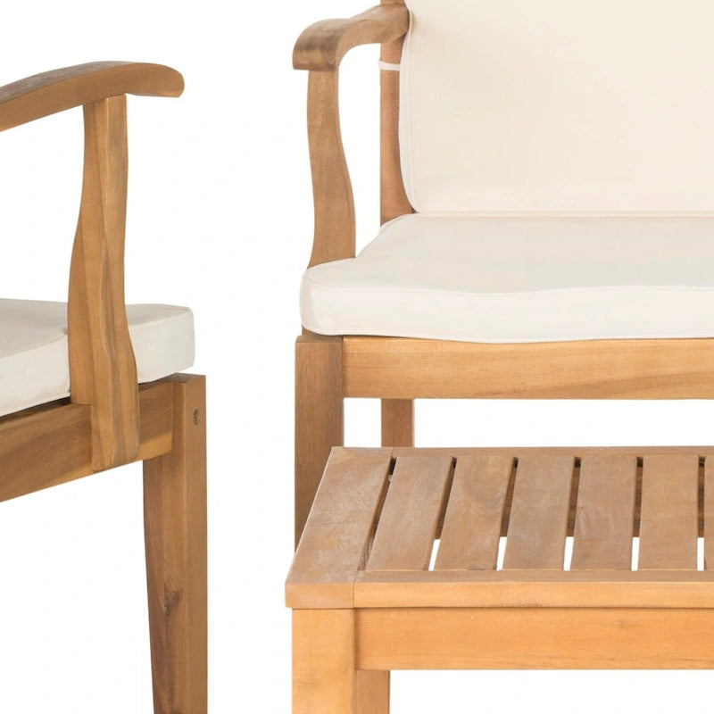 SAFAVIEH Bethli Mar Ensemble de patio 4 pièces en bois d'acacia - 48 larg. x 32 prof. x 25 haut.
