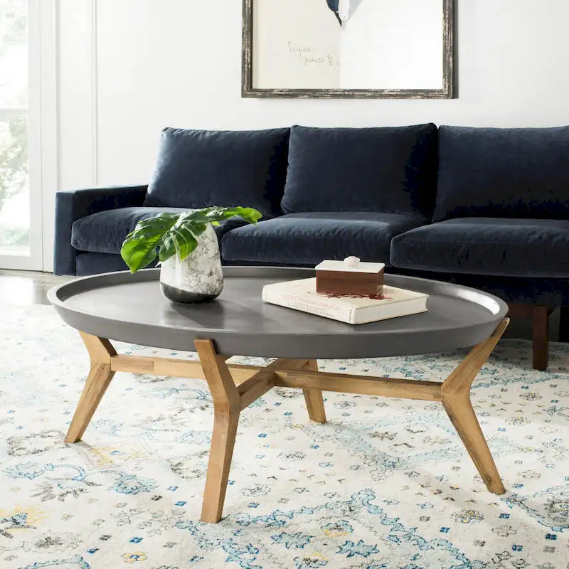 SAFAVIEH Outdoor Gunver Modern Concrete Dark Grey Coffee Table - 47.3 x 31.5 x 17.7 - 47Wx32Dx18H