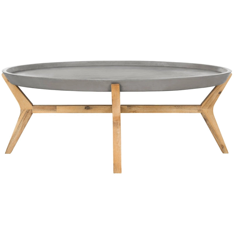 Table basse d'extérieur moderne en béton gris foncé Gunver de SAFAVIEH - 120 x 80 x 45 cm - 120Lx81Px46H