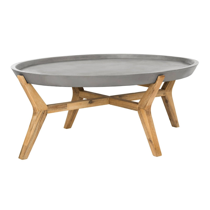 Table basse d'extérieur moderne en béton gris foncé Gunver de SAFAVIEH - 120 x 80 x 45 cm - 120Lx81Px46H
