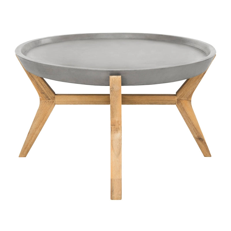 Table basse d'extérieur moderne en béton gris foncé Gunver de SAFAVIEH - 120 x 80 x 45 cm - 120Lx81Px46H