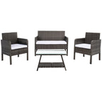SAFAVIEH Ensemble de conversation de patio 4 pièces Zsolt en osier et acier d'extérieur - 42L x 31P x 21H