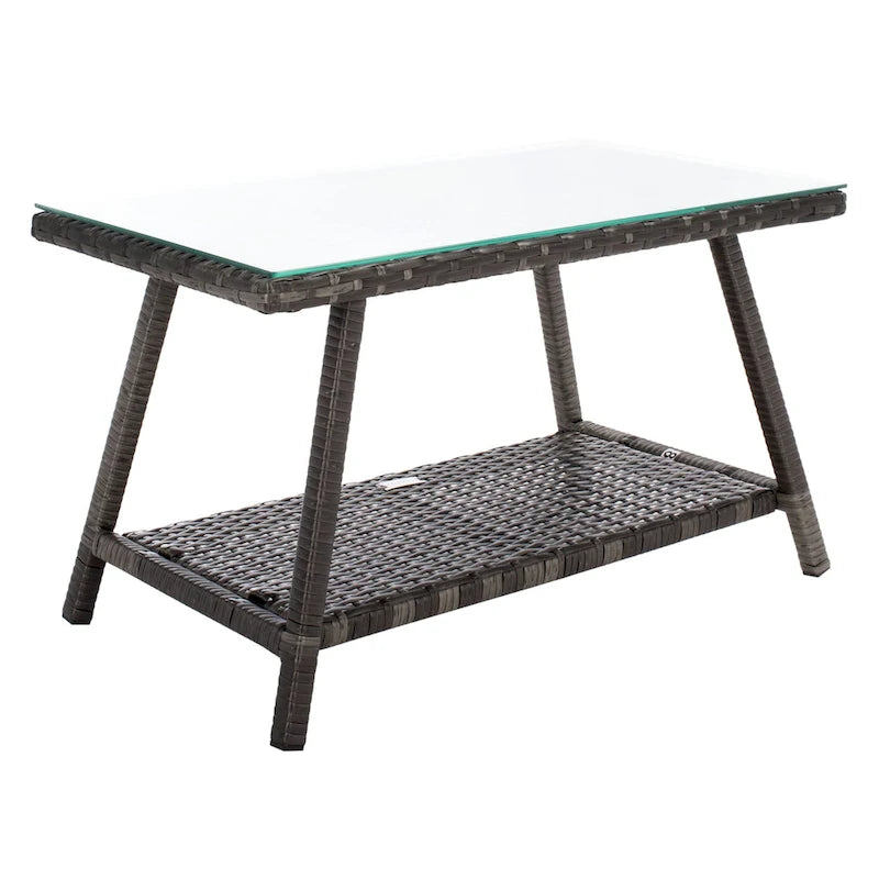 SAFAVIEH Ensemble de conversation de patio 4 pièces Zsolt en osier et acier d'extérieur - 42L x 31P x 21H