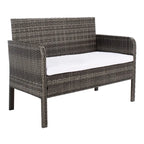 SAFAVIEH Ensemble de conversation de patio 4 pièces Zsolt en osier et acier d'extérieur - 42L x 31P x 21H