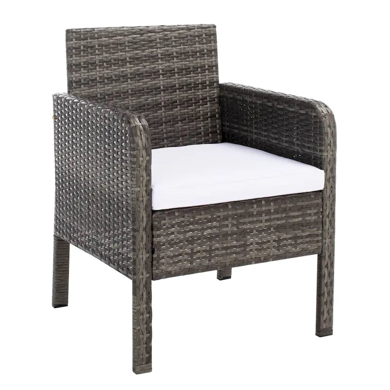 SAFAVIEH Ensemble de conversation de patio 4 pièces Zsolt en osier et acier d'extérieur - 42L x 31P x 21H
