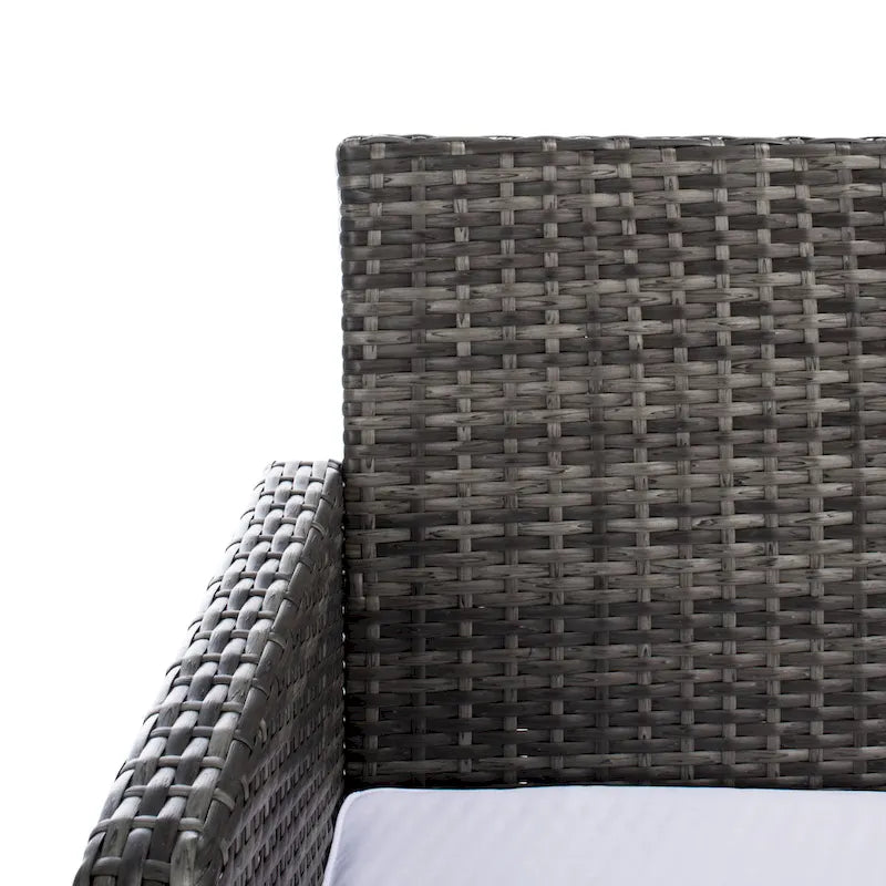 SAFAVIEH Ensemble de conversation de patio 4 pièces Zsolt en osier et acier d'extérieur - 42L x 31P x 21H