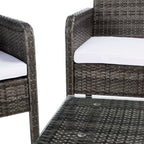 SAFAVIEH Ensemble de conversation de patio 4 pièces Zsolt en osier et acier d'extérieur - 42L x 31P x 21H