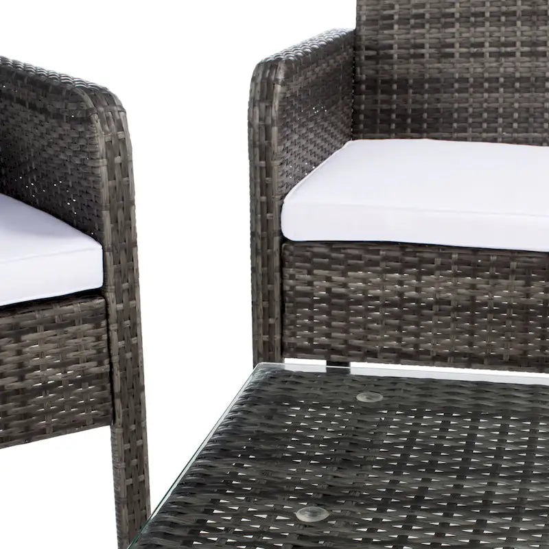 SAFAVIEH Ensemble de conversation de patio 4 pièces Zsolt en osier et acier d'extérieur - 42L x 31P x 21H